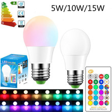 110V 220V E27 RGB LED Bulb Lights 5W 10W 15W RGB Lampada Changeable Colorful RGBW LED Lamp With IR Remote Control+Memory Mode 2024 - buy cheap