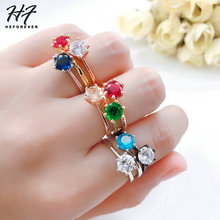 Обручальные кольца для женщин, женские ювелирные разноцветные кольца с цирконием, 6 цветов, с камнем, ювелирные изделия, оптовая продажа R013 2024 - купить недорого