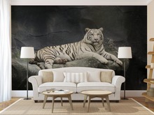 Papel tapiz con foto 3D personalizado, póster de pared de Animal de tigre blanco, pegatinas de pared para decoración del hogar, vinilo extraíble, autoadhesivo de PVC 2024 - compra barato