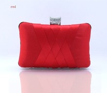 Red Chinese Women's Satin Rhinestone Handbag Clutch Evening Bag Party Bridal Purse Makeup Bag Free Shipping 7395-A 2024 - buy cheap