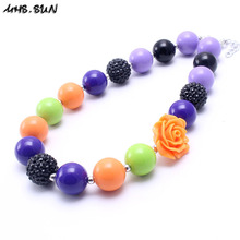 MHS.SUN Halloween Baby Kids Chunky Beads Necklace Black/Orange/Purple Bubblegum Beaded Chunky Necklace For Festival Gifts 2024 - buy cheap