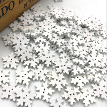 50/100pcs 18mm white Christmas Snowflake wooden Buttons 2 holes  Sewing Accessories WB213 2024 - buy cheap