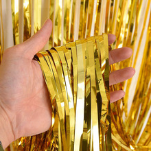 2 м золотой серебряный металлик Блестки из фольги бахрома занавеска украшение на день рождения свадьба фотография Фон занавеска реквизит для фотосессии 2024 - купить недорого