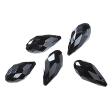DoreenBeads-Cuentas sueltas de cristal en forma de lágrima, facetadas negras de aproximadamente 17mm( 5/8 ") x 8mm( 3/8"), agujero: aproximadamente 1mm,20 piezas nuevas 2024 - compra barato