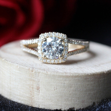 Уникальное обручальное кольцо с муассанитом с круглой огранкой, 1 карат, 6,5 мм, обручальное кольцо с муассанитом и бриллиантом с ореолом, свадебное кольцо 2024 - купить недорого