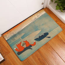 Comwarm 40*60cm Flannel Soft Colourfast Carpets Cute Cartoon Boating Fox Pattern Carpets Welcome Home Doormats for Entrance Door 2024 - buy cheap