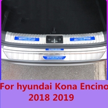 Parachoques trasero Exterior de acero inoxidable para coche, placa de desgaste para puerta, accesorios para Hyundai Kona 2015-2020 2024 - compra barato
