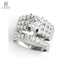 LESF New Products 925 Silver Rings Fine Jewelry Big Sona Stone Engagement For Women Ring Sets 2024 - buy cheap