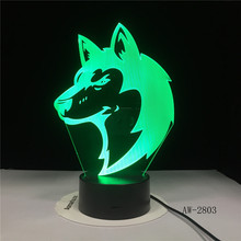 Gx2803-lâmpada noturna de led, em acrílico, forma animal, para cachorro, com 7 cores, mudança de toque, controle remoto