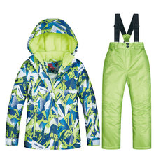 Детский лыжный костюм, Высококачественная куртка и штаны для детей, водонепроницаемая зимняя куртка для мальчиков, куртка для катания на лыжах и сноуборде 2024 - купить недорого