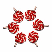 LF-Lollipop rojo de arcilla para decoración, artesanías de fondo plano, adornos de cabujón para álbum de recortes, accesorios Kawaii Diy, 12 Uds. 2024 - compra barato