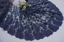 1 Meter Soft Navy Blue Fabric Lace 20cm Embroidery Super Wide Flower Lace Trim Neckline Edge DIY Clothing Accessories 2024 - buy cheap