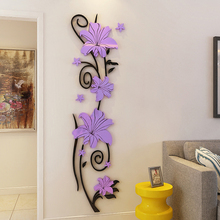 Pegatinas de espejo acrílico de enredadera de flores para pared, arte para decoración de fondo de sala de estar, dormitorio, bricolaje 2024 - compra barato