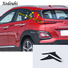 Para hyundai kona encino kauai 2017 2018 2019 2020 etiqueta do carro traseiro janela de vidro lantejoulas spoiler lateral triângulo quadro guarnição 2024 - compre barato