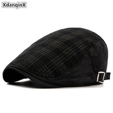 XdanqinX Мужская помытая хлопковая шапка Модные клетчатые береты британская ретро женские кепки с козырьками регулируемые размеры шляпы для пар бейсболка 2024 - купить недорого