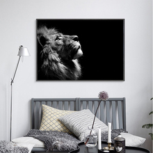 Quadros de parede para sala de estar, pôster de lona animado em leão preto e branco, decoração moderna, sem moldura 2024 - compre barato