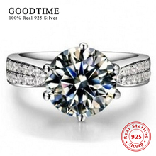 Серебряное кольцо, 100% чистое 925 пробы, серебряное кольцо, набор роскошных обручальных колец из 2 карат циркония для женщин, обручальное кольцо GTR001 2024 - купить недорого