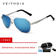 Мужские солнцезащитные очки VEITHDIA, брендовые поляризованные зеркальные линзы из нержавеющей стали, аксессуары для вождения, 3559 2024 - купить недорого