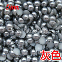 Free shipping 2000pcs 5mm grey color craft half round flatback  resin imitation pearls beads for DIY decoration 2024 - buy cheap