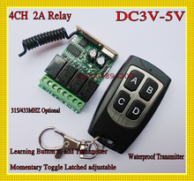 Interruptor de Control remoto DC3V 5V 4CH, receptor de relé, CC 3,6 V 3,7 V 4,2 V 4,5 V 5V, Mini lámpara LED de iluminación, controlador de encendido y apagado 2024 - compra barato