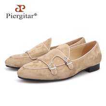 Piergitar 2018 New handmade men suede shoes Party and wedding men dress shoes plus size men's loafers smoking slippers 2024 - buy cheap