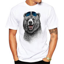 Мужская футболка 2018 модная футболка с принтом медведя Homme летняя Стильная Футболка Мужская Уличная крутая футболка с круглым вырезом и коротким рукавом 2024 - купить недорого