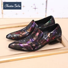 Christia Bella British Floral Print Business Men Genuine Leather Shoes Plus Size Wedding Party Dress Shoes Formal Men Shoes 2024 - buy cheap