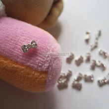 MD-65 de Metal para decoración de uñas, Mini lazo De Plata de diamantes de imitación rosa claro, 10 Uds. 2024 - compra barato