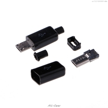 Juego de 10 piezas 4 en 1 de soldadura Micro USB macho, conector Pin con cubierta de plástico, 2018 2024 - compra barato