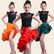 Kids Costume Latin Dance Skirt Short Sleeve Dance Dress Competition Practice Clothes Summer Children Performance Clothing 2024 - buy cheap