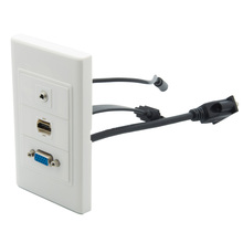1 Gang Sin tornillo VGA 3,5mm Audio estéreo HDMI Cable plano corto estilo hembra a hembra placa de pared 2024 - compra barato