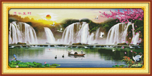 Running water brings wealth cross stitch kit 18ct 14ct 11ct count printed canvas stitching embroidery DIY handmade needlework 2024 - buy cheap