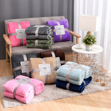 Soft Fluffy Striped Flannel Blankets For Beds Solid Coral Fleece Plush Throw Winter Bed Sofa Cover Bedspread Blankets 2024 - buy cheap