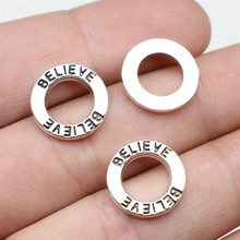 WYSIWYG 10pcs Believe Circle Pendant Charms DIY Jewelry Making Jewelry Finding Antique Silver Color 14mm 2024 - buy cheap