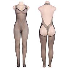 Sexy Lingerie Sheer Seamless Fishnet Mesh Butt Open Leopard Edge Body Stockings Thong Back Backless Bodysuit Bodystocking 2024 - buy cheap