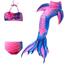 Traje de baño de cola de sirena para niñas, disfraz de Ariel, Cosplay, sin monoaleta, 4 Uds./11 colores 2024 - compra barato