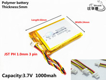 JST-Batería de energía de 3 pines PH 1,0mm, 3,7 V,1000mAH, 503450 polímero de iones de litio/Li-ion para tableta, pc, GPS,mp3,mp4 2024 - compra barato