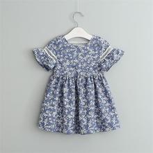 2019 Summer Blue Flower Print Girl Dress Summer Hollow Out Kids Dresses for Girl Baby Clothes 2-6Y LT017 2024 - buy cheap