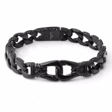 Pulseira masculina de aço inoxidável 316l, pulseira prateada/dourada/preta, cor curvada, elo da corrente, pulseiras para homens, jóias 12mm 8.66" 2024 - compre barato