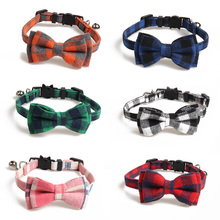 Safety Cat Collar Breakaway with Bow Tie Bells Accessories Plaid Cat Collars for Kitty Kitten Cats Pet Supplies 6 Colors 20-30cm 2024 - buy cheap