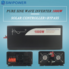 pure sine wave solar power inverter 1000w 12V/24V DC to AC 120V/220V with solar controller with bypass 2024 - buy cheap