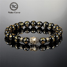 Bobo Cover Gold 8mm Natural Stone Charm Bracelets Men Micro Pave CZ Buddha Tibetan Buddhism Mala Meditation Yoga Bracelet homme 2024 - buy cheap