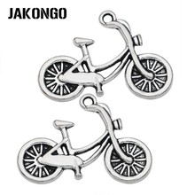 JAKONGO Antique Silver Plated Bicycle Charms Pendants for Jewelry Making Bracelet Accessories DIY Craft 26x18mm 10pcs/lot 2024 - buy cheap