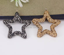 10pcs Pave Black Golden White Crystal Rhinestones Star Pendant Beads For Jewelry Making 2024 - buy cheap