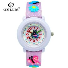 Reloj de cuarzo de silicona para niña y niño, pulsera informal de calidad, moderna, a la moda, relojes impermeables de mariposa 3D 2024 - compra barato