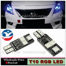 4x T10 192 168 W5W 5050 6SMD 3W LED RGB multifunctional Auto Car Bulbs 12V Clearance Light 15 Mode Lamp 4Pcs Free Shipping 2024 - buy cheap