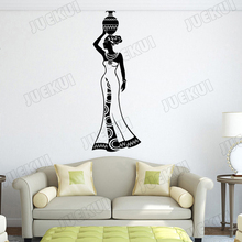 Vase And African Woman Wall Stickers for Windows Living Room Beauty Salon Art Decoration Vinyl Wallpaper Murals TA298 2024 - buy cheap