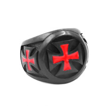 Wholesale German Army Iron Cross Ring Stainless Steel Jewelry Classic Black Red Cross Biker Knight Mend Ring SWR0868A 2024 - buy cheap