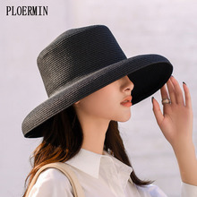 PLOERMIN-Sombrero de Paja de verano de ala ancha para mujer, sombrero de ala ancha flexible, con visera y sombrilla, a la moda, 2019 2024 - compra barato