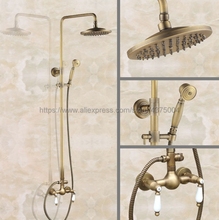 Grifos mezcladores de Grifo de ducha de baño de 8 pulgadas, montaje en pared de latón antiguo, doble mango con ducha manual Nan113 2024 - compra barato